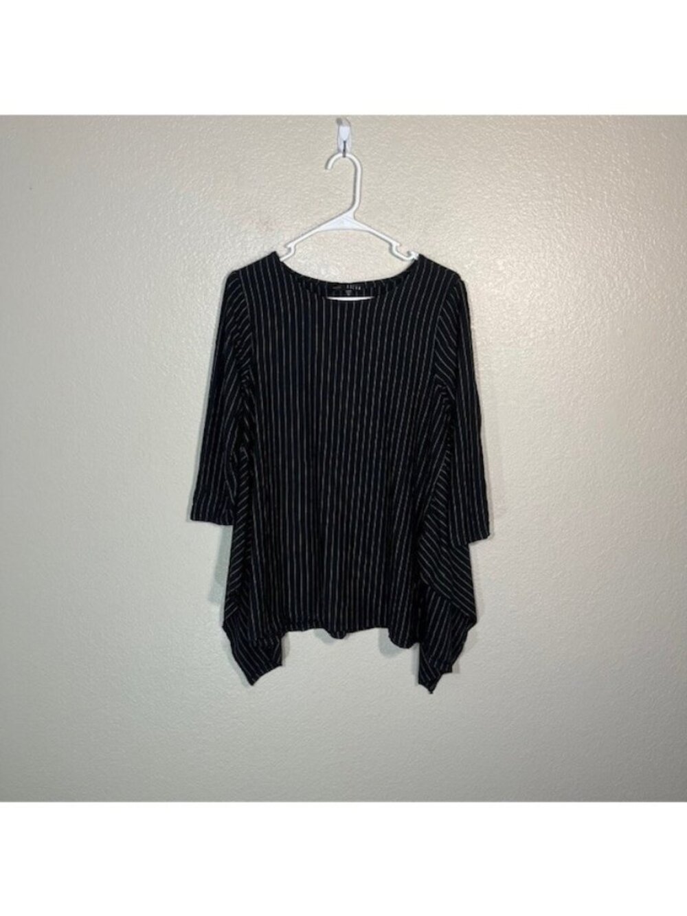 KOZAN Tunic Womens XS Top Asymmetric Black White Striped Laggenlook